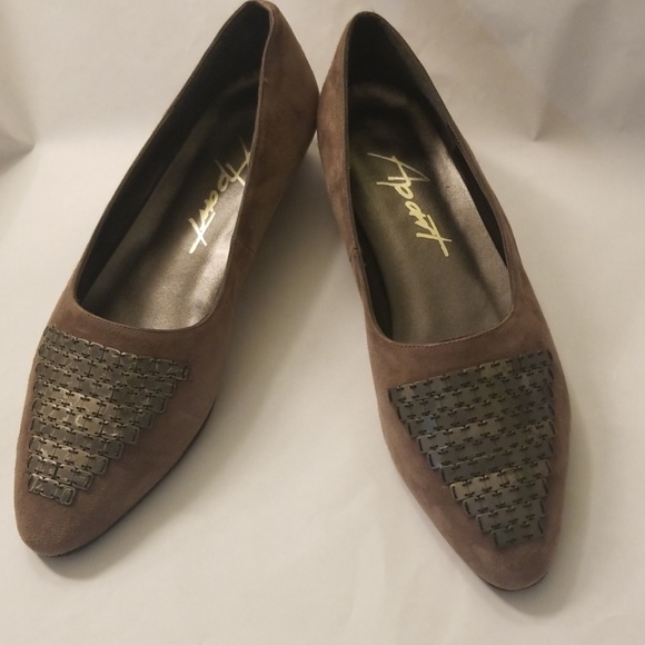 Apart Shoes - APART 💼GRAY SUEDE BRONZE METAL FLATS SHOES SZ 7.5